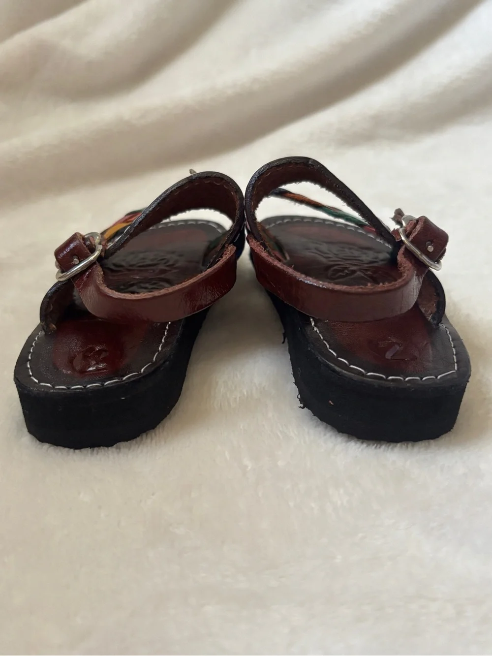Toddler Handmade Mexican Leather Huarache Sandals Floral Braided Size 2